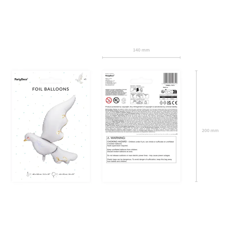 Balon foliowy Gołąb, 80x100 cm