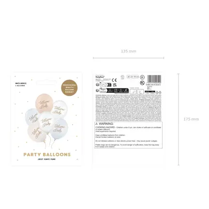 Balony 30 cm, Welcome Baby niebieski 6szt.