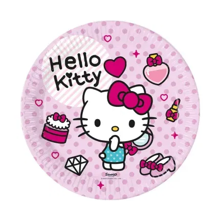 Talerzyki papierowe Hello Kitty Fashion Stylish, 23 cm., 8 szt.
