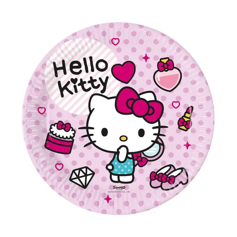 Talerzyki papierowe Hello Kitty Fashion Stylish, 23 cm., 8 szt.