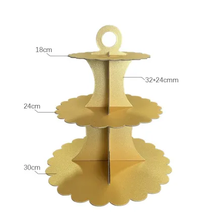 Patera papierowa Złota z brokatem 3 poziomy