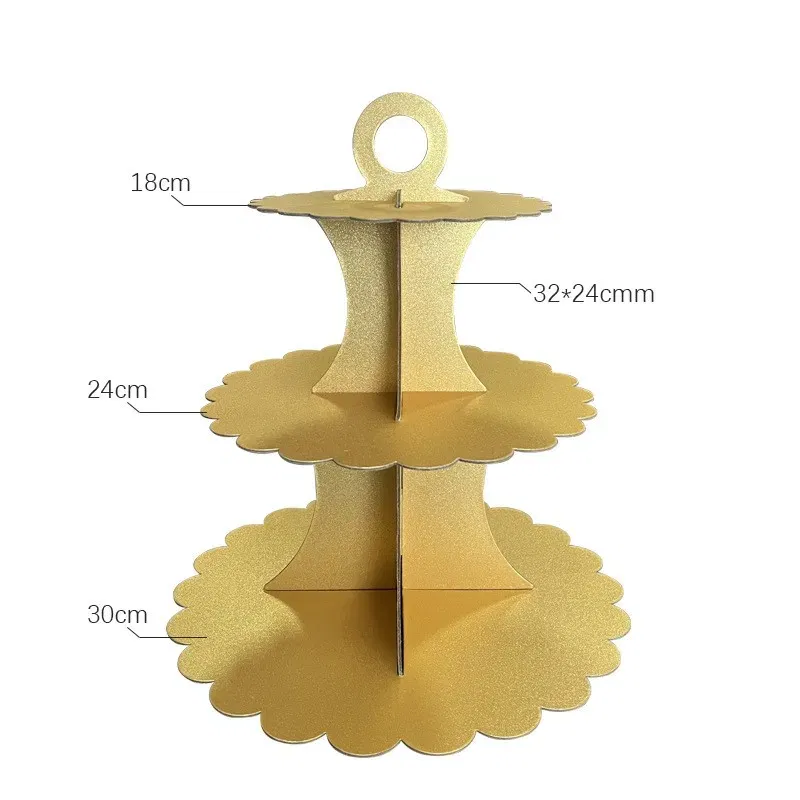 Patera papierowa Złota z brokatem 3 poziomy