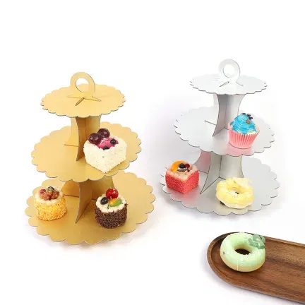 Patera papierowa Złota z brokatem 3 poziomy