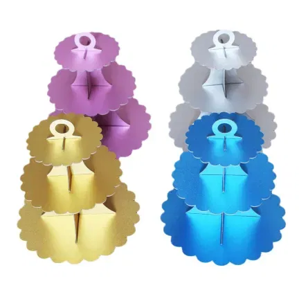 Patera papierowa Złota z brokatem 3 poziomy