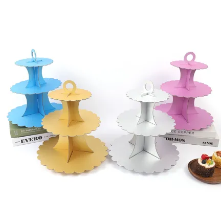 Patera papierowa Różowa z brokatem 3 poziomy