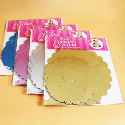 Patera papierowa Różowa z brokatem 3 poziomy