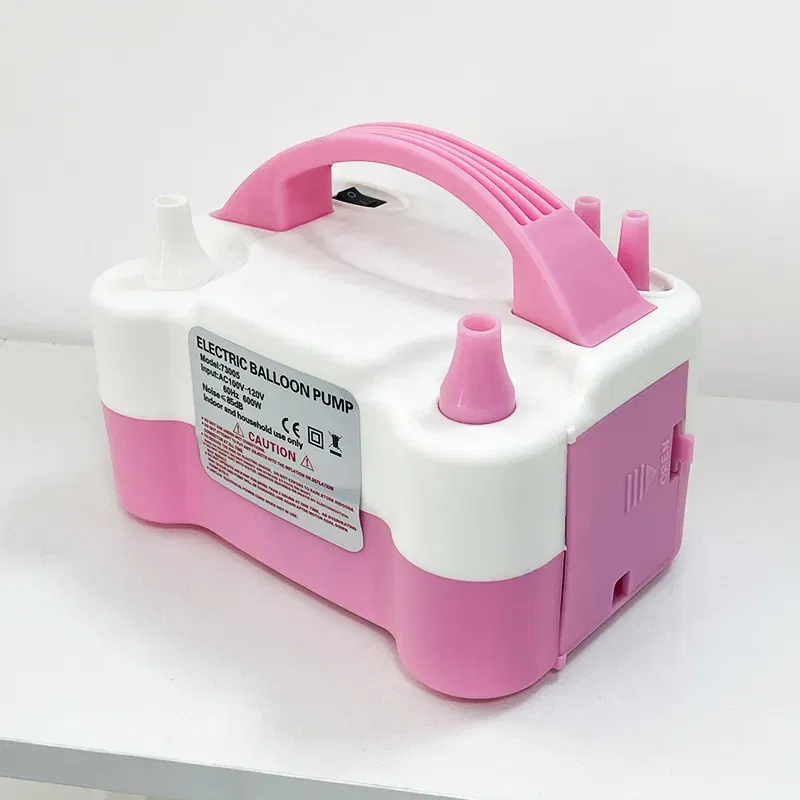 POMPKA ELEKRYCZNA do balonów 600W 2 wyjścia biało-różowa