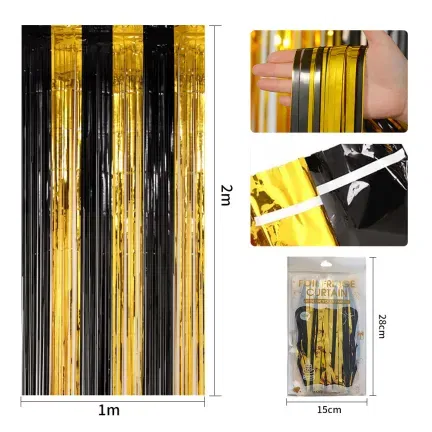 KURTYNA dekoracyjna Foliowa Dwukolorowa Złoto Czarna 100x200 cm KURTYNA dekoracyjna Foliowa Dwukolorowa Złoto Czarna 100x200 cm