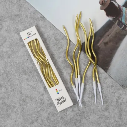 Świeczki dekoracja na TORT Zakręcone Świderki Złote 15 cm 6 szt