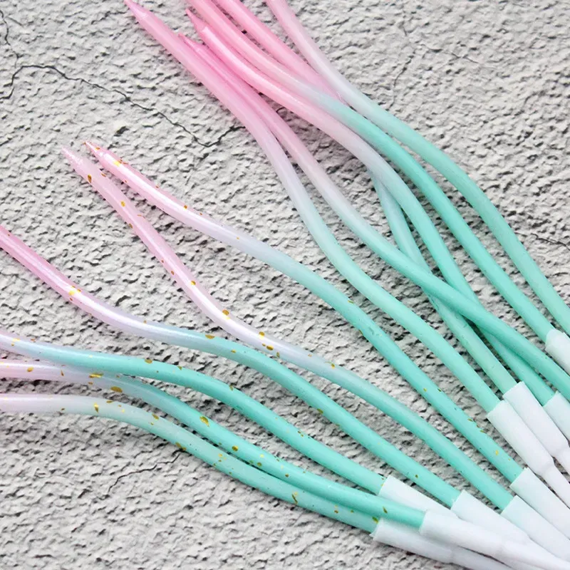 Świeczki dekoracja na TORT Zakręcone Świderki różowo-niebieskie 15 cm 6 szt