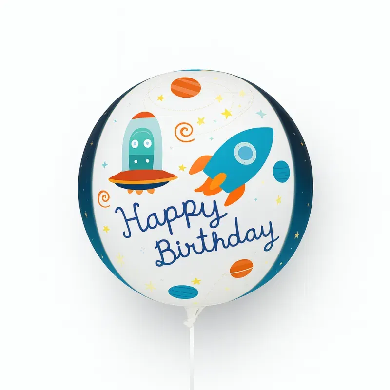 Balon foliowy 3D Kosmos „Happy Birthday” 55 cm