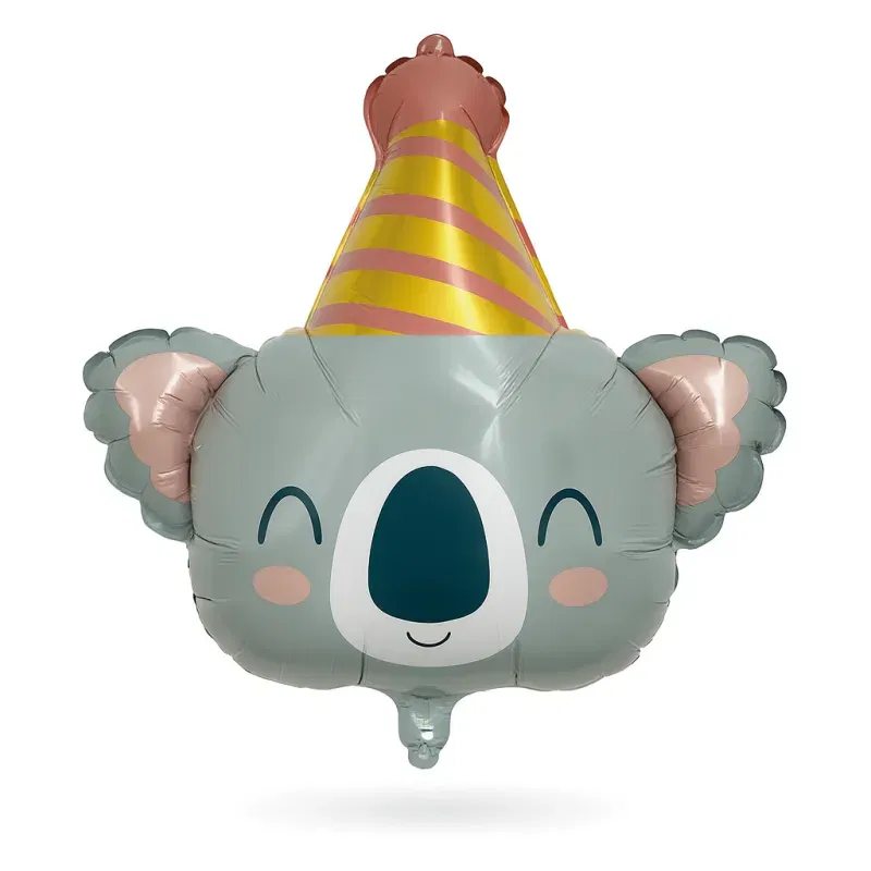 Balon foliowy Koala z czapką urodzinową – 65 x 63 cm