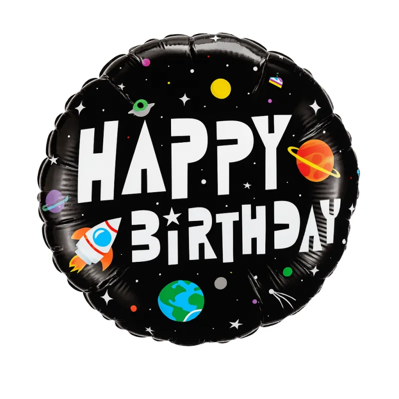 Balon foliowy Kosmos "Happy Birthday" – 45 cm