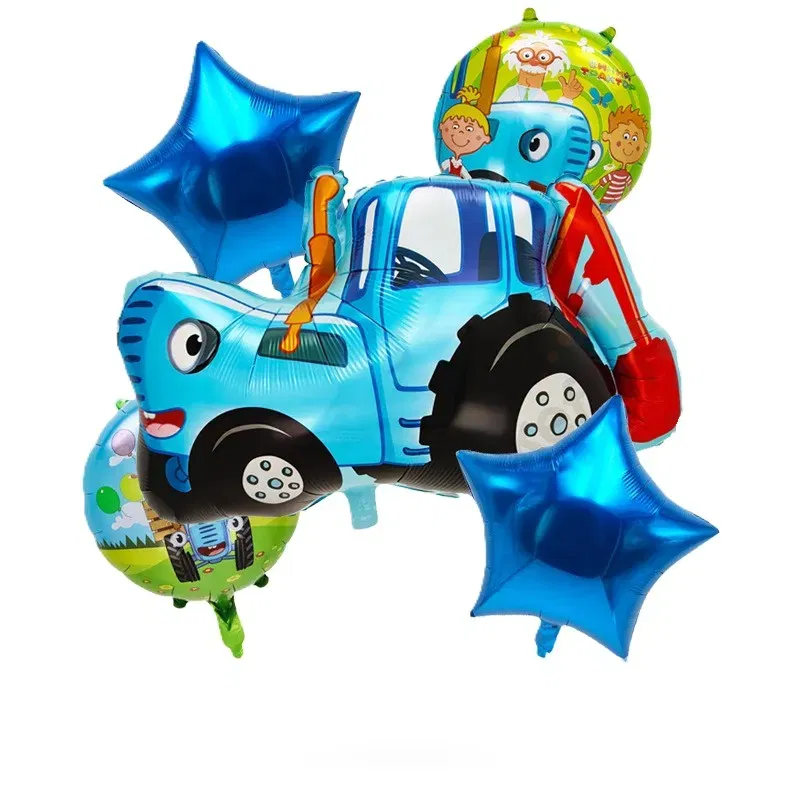 Zestaw balonów foliowych Niebieski Traktor 5 elementów