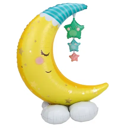 Balon foliowy Stojący Księżyc z Gwiazdkami – 70 x 45 cm