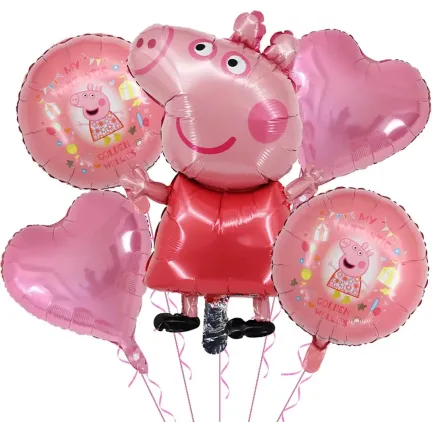Zestaw balonów foliowych Świnka Peppa 5 elementów