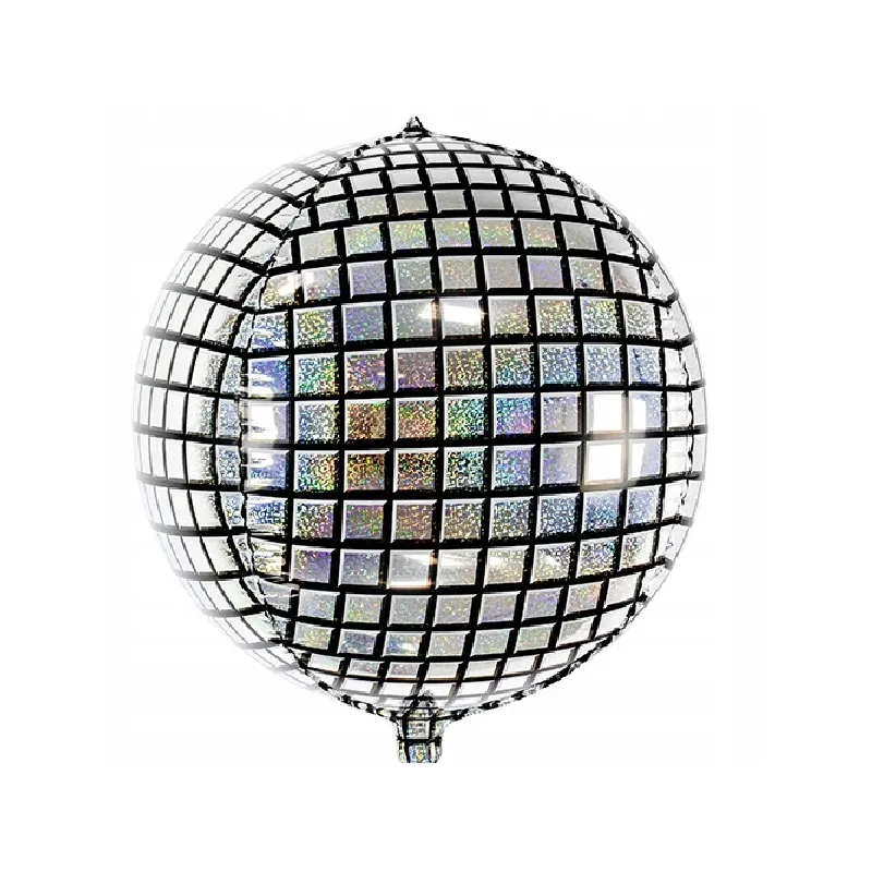 Balon foliowy Kula Dyskotekowa Srebrna Holograficzna 55 cm