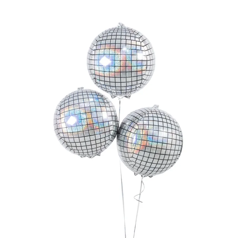 Balon foliowy Kula Dyskotekowa Srebrna Holograficzna 55 cm