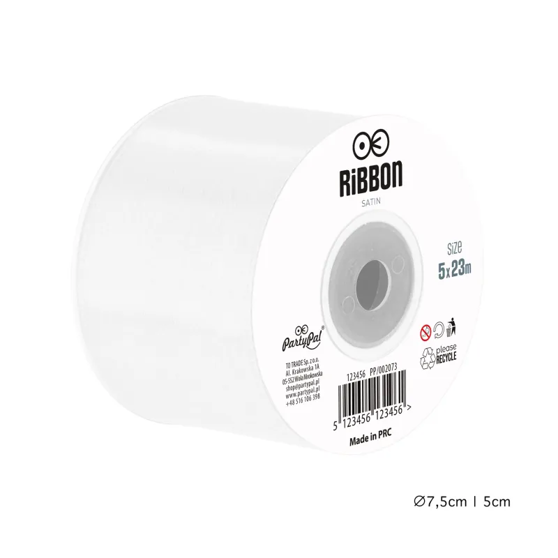Tasiemka satynowa biała 5x23m