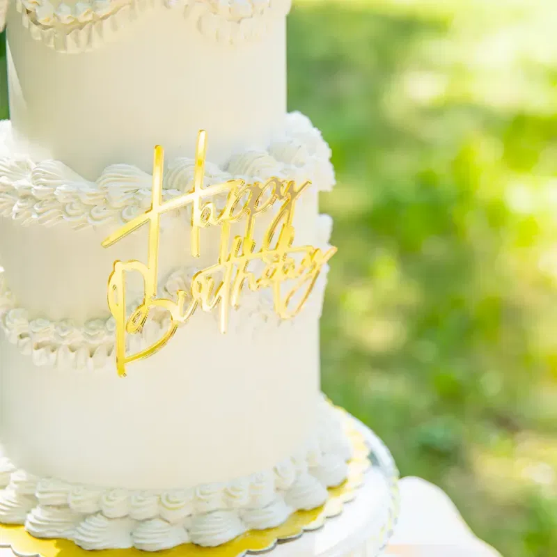 Topper na bok tortu Happy Birthday złoty lustrzany DIY 1 szt. Topper na bok tortu Happy Birthday złoty lustrzany DIY 1 szt.