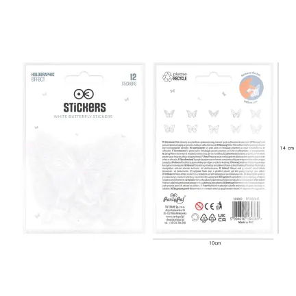 Naklejki na ścianę Motyle holograficzne białe 12 szt.