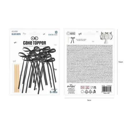 Topper na tort kokardka czarna DIY 10 szt.