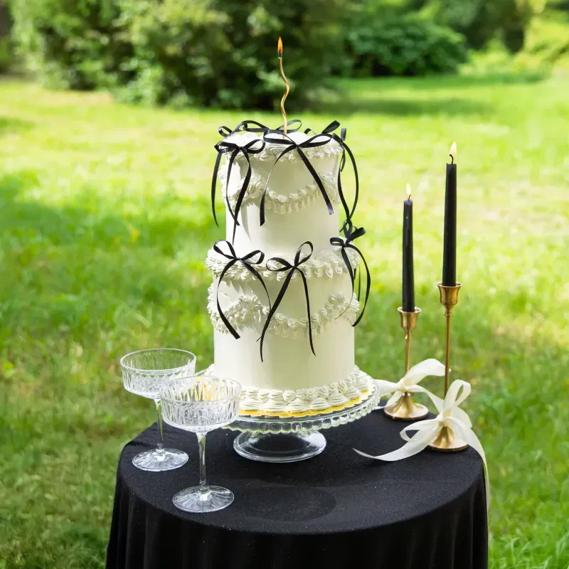 Topper na tort kokardka czarna DIY 10 szt.