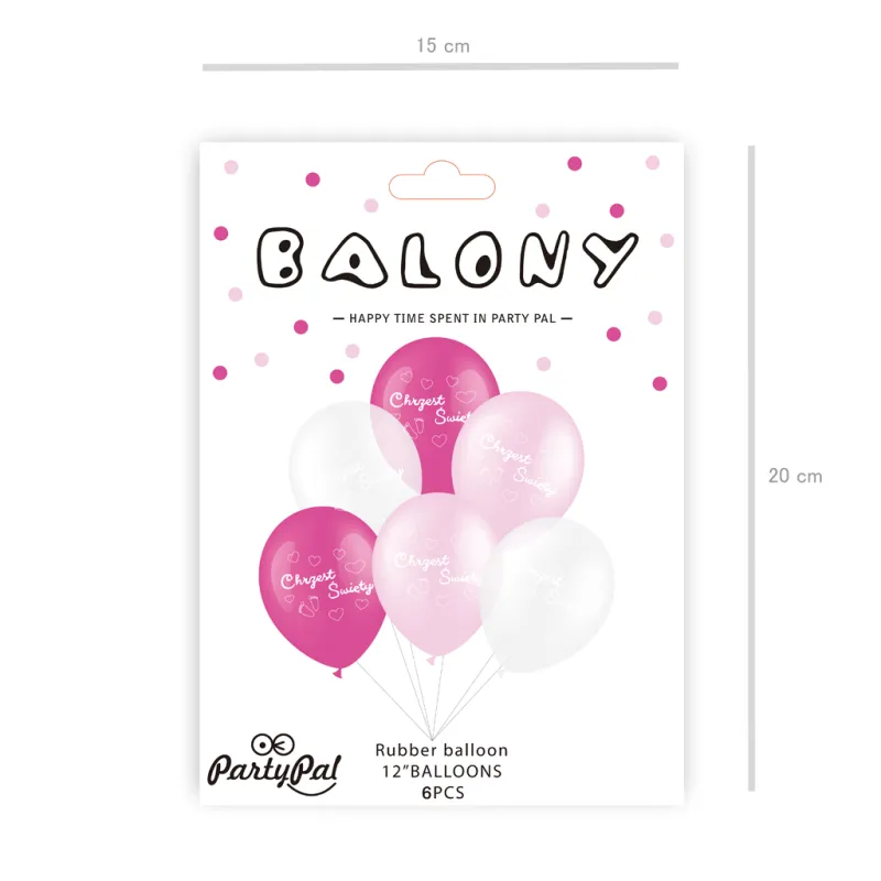 Różowy Balon Zestaw Chrzest Święty 6szt. Różowy Balon Zestaw Chrzest Święty 6szt.