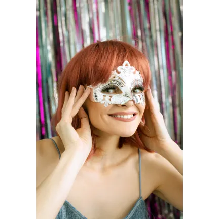 Maska karnawałowa, 17x9 cm, srebrny