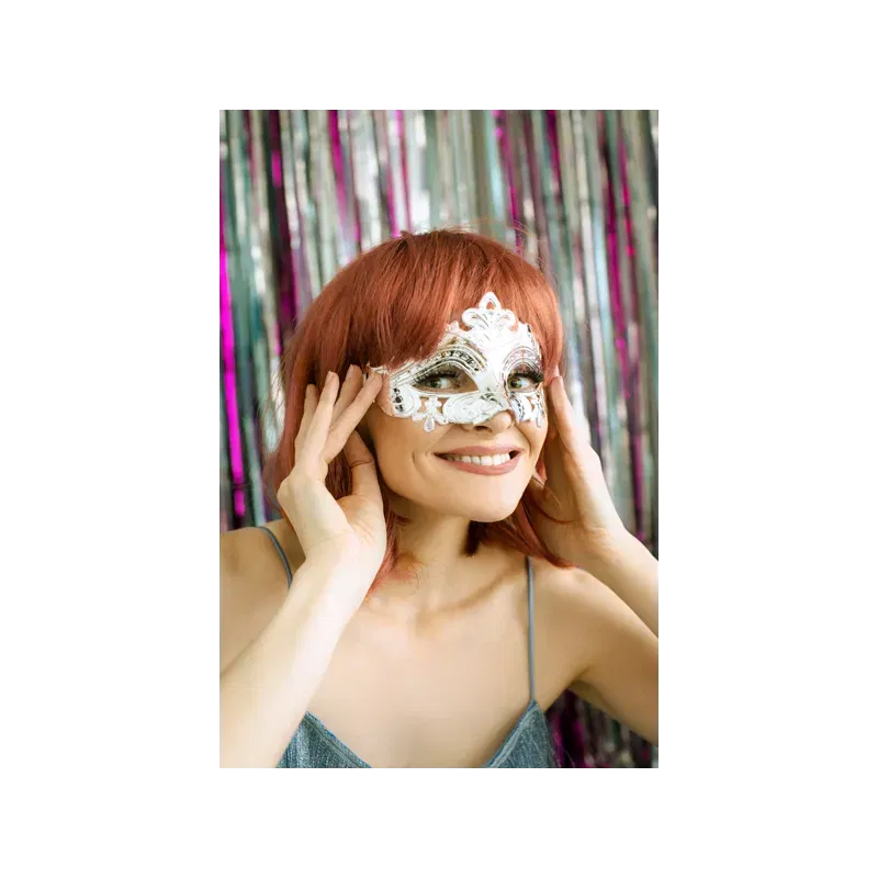 Maska karnawałowa, 17x9 cm, srebrny