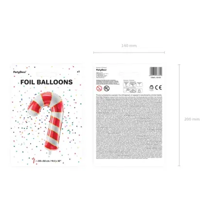 Balon foliowy Cukrowa laska, 50x82cm, czerwony Balon foliowy Cukrowa laska, 50x82cm, czerwony