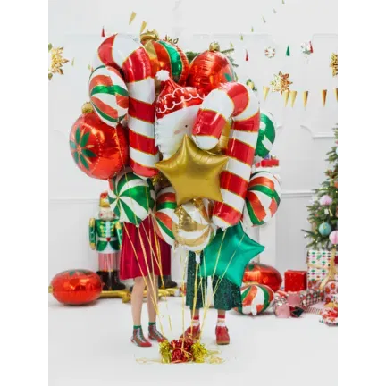 Balon foliowy Cukrowa laska, 50x82cm, czerwony Balon foliowy Cukrowa laska, 50x82cm, czerwony