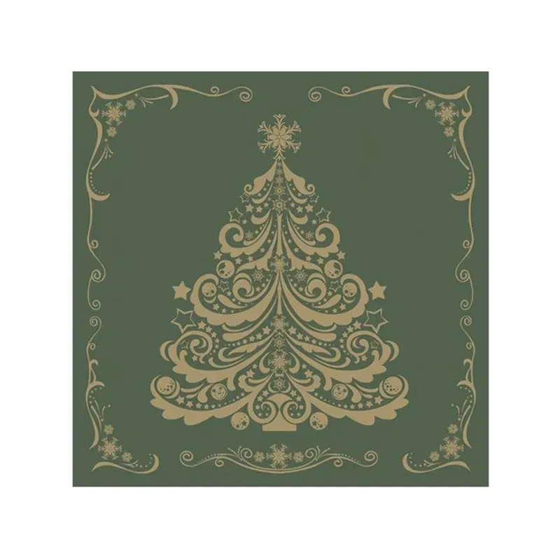 Serwetki 33x33 cm Gold Christmas Tree on Green 20 szt.