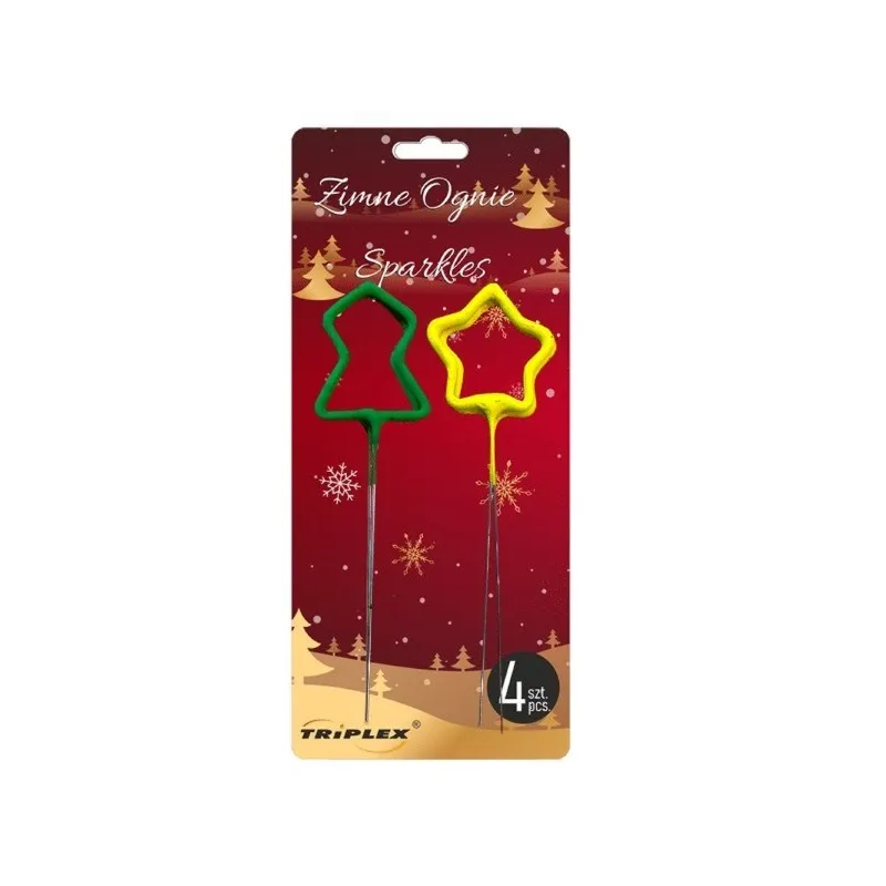 Zimne ognie zestaw Święta gwiazdki i choinki 4 szt.