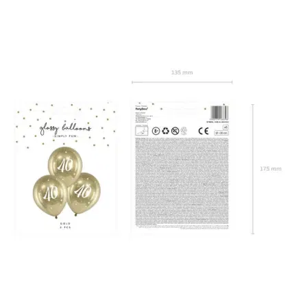 Balony Glossy 30cm, 40, złoty