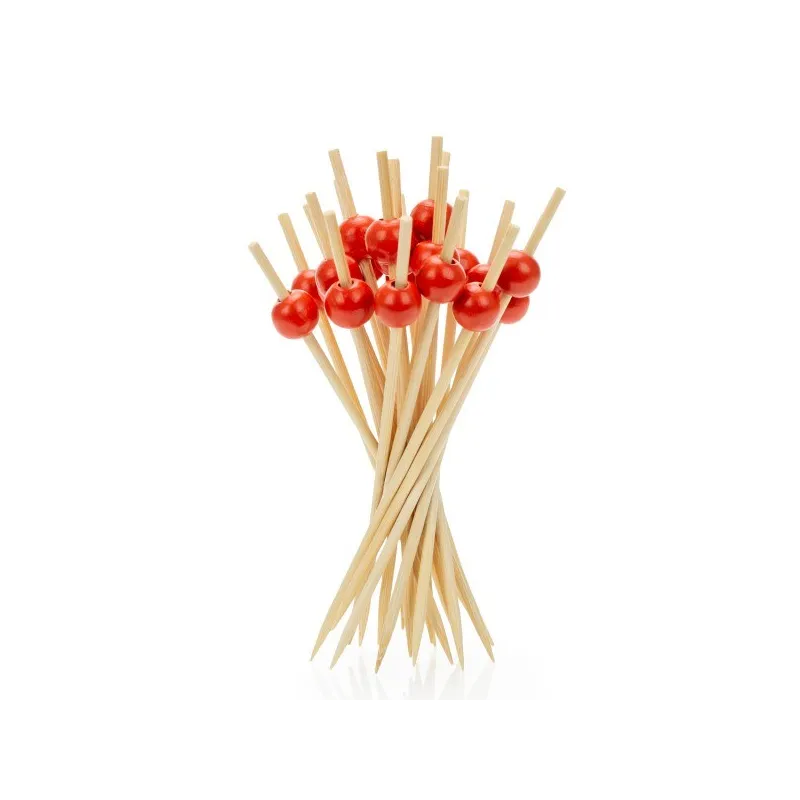 Patyczki bambus przekąsek KULKA-CZERWO 12cm 100szt.