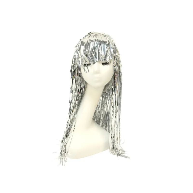 Peruka foliowa 60cm, srebrna, 1szt Peruka foliowa 60cm, srebrna, 1szt