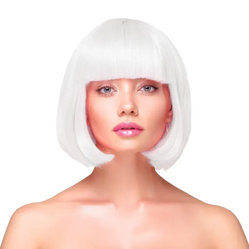 Peruka imprezowa włosy krótkie proste białe