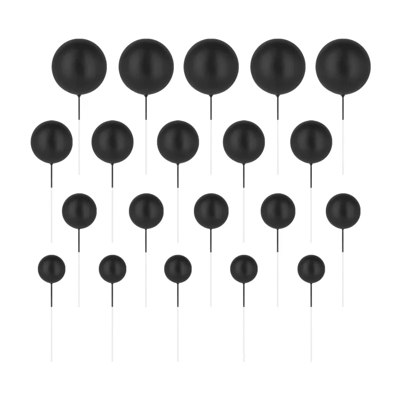 Toppery na tort kulki czarne matowe 20sztuk zestaw