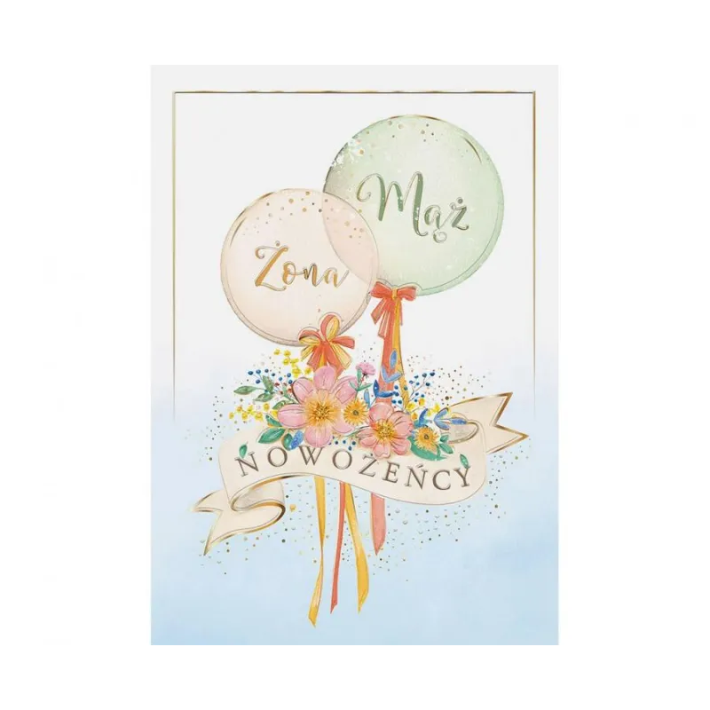 Kartka okolicznościowa Ślubne Balony, 1 szt.