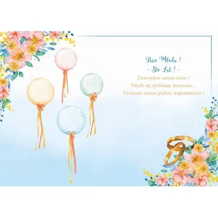 Kartka okolicznościowa Ślubne Balony, 1 szt.