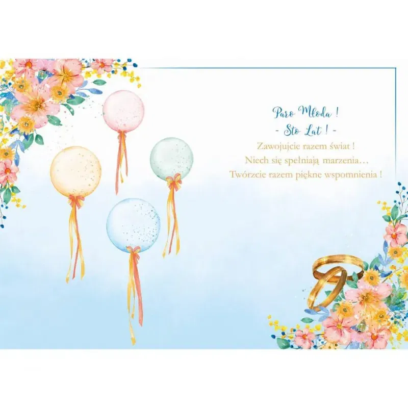 Kartka okolicznościowa Ślubne Balony, 1 szt.