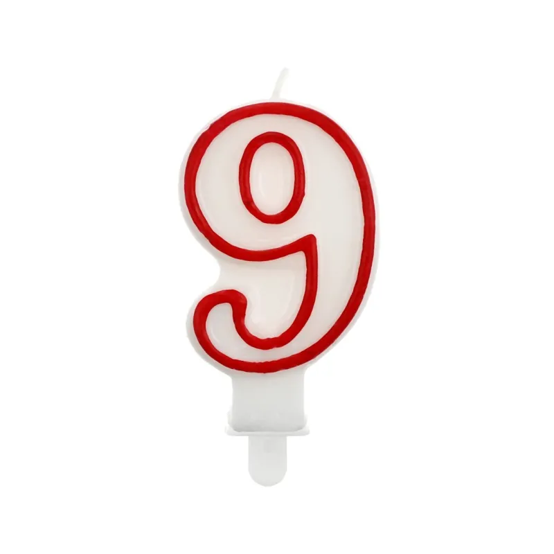 Świeczka "9", czerwony kontur