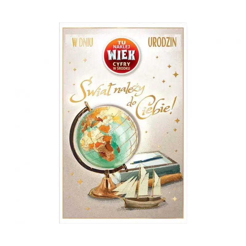  Kartka urodzinowa z naklejaną cyfrą, Globus