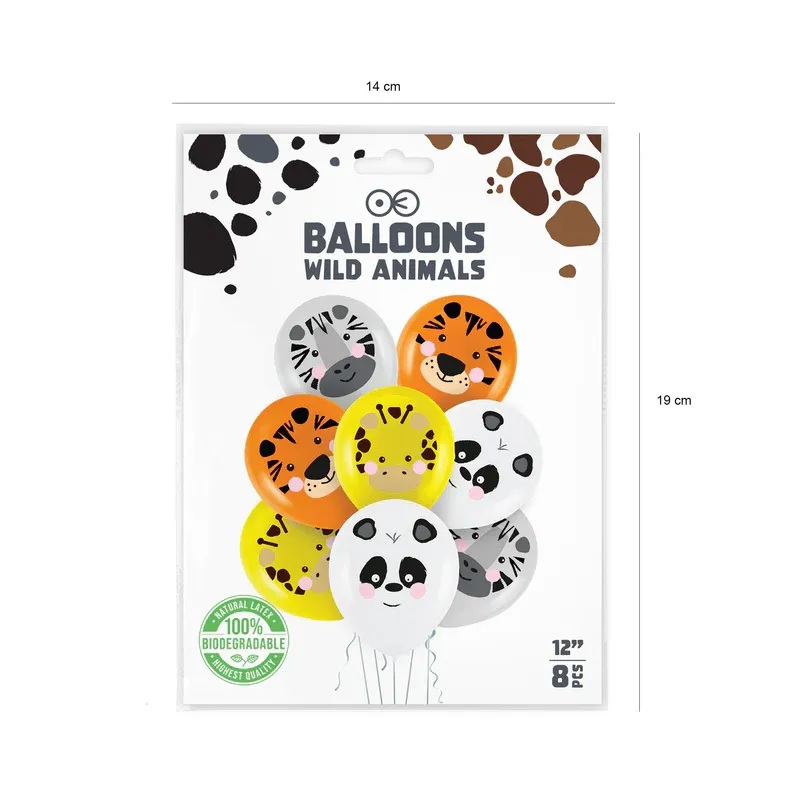 Balony biodegradowalne Zwierzątka Wild Animals mix 12cali 8szt Balony biodegradowalne Zwierzątka Wild Animals mix 12cali 8szt