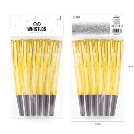 Trąbki imprezowe złote 6szt.