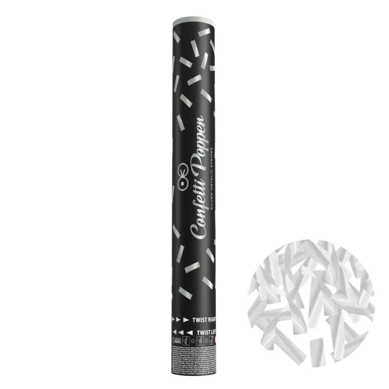 Konfetti paski metaliczne srebrne 40cm