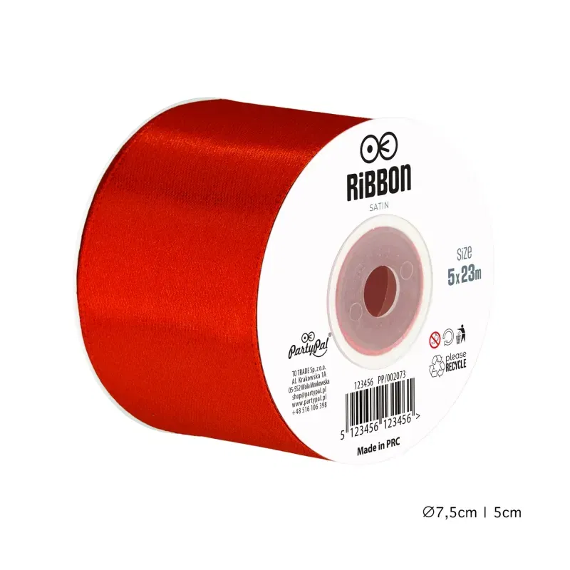 Tasiemka satynowa czerwona 5x23m