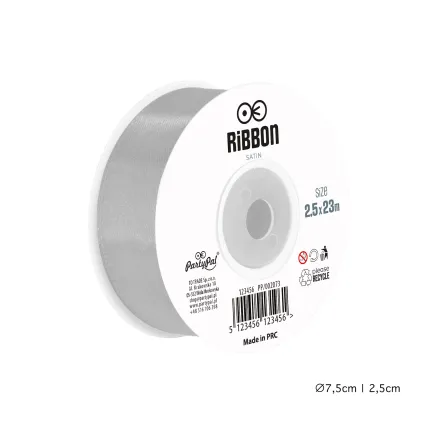 Tasiemka satynowa szara 2.5x23m