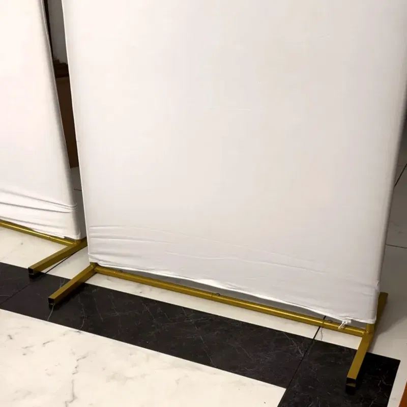 Pokrowiec biały materiał na stojak metalowy złoty ŁUK na balony i dekoracje 180x80cm